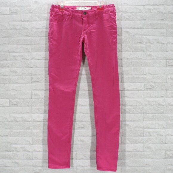 ABERCROMBIE & FITCH Jeans Skinny Low Rise Barbiecore Hot Pink Size 0 Wasit 25 - Picture 1 of 12